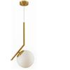 VR VETRINEINRETE Vetrineinrete® Lampadario a sospensione minimalista lampada a L per tavolo e in metallo bronzo con sfera per cucina camera da letto G9
