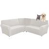SHUOJIA Copridivano in velluto a forma di L, a 5/7 posti, copridivano angolare super elastico 3 pezzi, per Divano Componibile Fodera Protezione per Mobili con Fondo Elastiche (Ivory White,5-seater)