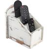 ZoeQide Supporto per telecomando in legno bianco acqua Shabby Chic Organizer con 3 scomparti per TV Supporto per soggiorno tavolo Caddy Remote Control Organizer Box