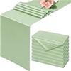Showgeous Confezione da 8 runner da tavola in raso verde salvia, 30 x 183 cm, in seta liscia, per tavolo da pranzo, matrimoni, feste, banchetti, eventi, lauree, fidanzamenti e casa