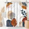 Uiiooazy Tenda Doccia Antimuffa, Tenda da Doccia 180x240cm Terracotta Boho Chic Astratta Eucalipto Foglie Blu Tende da Bagno Tessuto Lavabile Impermeabile Tende per Vasca da Bagno con 12 Anelli