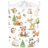 Clastyle Cesto Portabiancheria Animali Bosco Cestino Portaoggetti Foglie Cesta Biancheria Genitori per Organizzare Giocattoli Vestiti, Pino, 36x45 cm