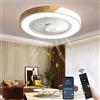 Wildcat Ventilatore da soffitto in legno con illuminazione a LED, plafoniera a ventola invisibile dimmerabile con telecomando, lampada a ventola silenziosa con timer, plafoniera per soggiorno camera