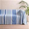 MOMOMUS Telo Multiuso, Copriletto Singolo Estivo, 170 x 260 cm, Blu | Copriletto estivo a righe tessute per letti 80-105 cm; anche come telo copridivano 2-3 posti
