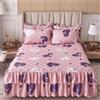 Morbuy Gonna da Letto Trapuntata per Singolo Matrimoniale e Una Piazza e Mezza Elasticizzata Copriletto con Volant Coprirete per Letto Lenzuola con 2 Federe (120x200cm,Rosa Viola)
