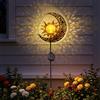 Warmiehomy Luci solari da giardino ornamentali da esterno, luce lunare a girasole con sfera di vetro incrinato, luci LED calde impermeabili per decorazioni da giardino, patio, prato, vialetto