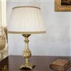 Generico Luce Class Lampada da Tavolo Classica, da comodino, Base in Ottone Satinato, Paralume Plissettato Avorio con Bordo Dorato, 35x25 cm, per Salotto e Camera da Letto