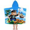 com-four® poncho da bagno con cappuccio - telo mare con motivo pirata - coperta con cappuccio per spiaggia, piscina e bagno - asciugamano morbido da indossare (Poncho pirata)