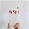 FLWQEBG Tazza Alto Borosilicato Nana Carino Strawberry Water Water Latte Bere Bicchieri Tazza con Paglia