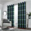 always4u Tende a quadretti, 100% oscuranti, termiche, con occhielli, doppie tende in lana sintetica, per camera da letto, soggiorno, moderna, L 137 x 213 cm, blu verde