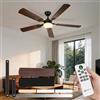 Aigostar Ventilatore da Soffitto con Luce e Telecomando Silenzioso 52'', 3000K/4000K/6000K Dimmerabile, 33W Motor DC Reversibile, 6 Velocità, Adatto per soggiorno, camera da letto e sala da pranzo