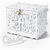 Jolik Grande Scatola per Buste Matrimonio con Serratura, Vintage Porta Buste di Carte di Nozze in Legno, Regalo per Ricevimento, Anniversario, Feste (Bianco)