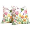 Brylleii Set di 2 Federe Cuscini per Divano 45x45 Impermeabili Esterno Fodere per Cuscini Decorativi con Cerniera Finto Lino Floreale Copricuscini Decorativa Vintage per Giardino Patio Soggiorno