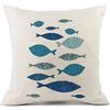 HNDXLHH Cuscini per Divano 50x50 Pesce Grigio Blu Cuscini per Divano Cotone Biancheria Guanciali Letto, con Cerniera Invisibile Cuscino Letto Moderni Federe Cuscini per Divano Soggiorno