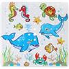 RAINPOP Tappetino da doccia antiscivolo per bambini, motivo: delfini, balene, antiscivolo, per vasca da bagno, 53 x 53 cm, quadrato, tappetino da bagno per bambini con fori di scarico, ventose antiscivolo, in