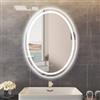 sunrik Specchio Ovale LED Bagno 60×80CM, 3 Colori Dimmable, Funzione Memoria, Interruttore Touch, IP44, Risparmio Energetico