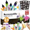 CAwished Set per pittura a candela da 30 ml con glitter fini oro, argento, viola e oro rosa, penne a cera ideali per decorare e progettare candele colorate (24 colori)