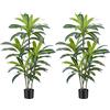 ZEEOZE 120 cm Albero Artificiale Artificiale Dracaena Pianta Finta Alta con Vaso Nero Piante Finte da Interno Per Interni esterno Soggiorno Camera da Letto Ufficio Casa Corridoio Decorazione (2Pz)