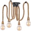 Chao Zan Lampada a sospensione creativa in corda di canapa E27 Lampadario a soffitto con supporto Lampadario vintage a 6 teste con cavo regolabile fai da te da 1.5 m, per Cucina Bar Caffè Ristorante (4 teste)