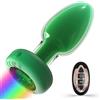 Generic Plug Anale Vibrante Con 10 Modalità E Luci LED, Telecomando, in Silicone Di Alta Qualità Per Uomini, Donne E Coppie (Vetro Verde)