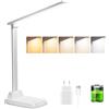 Ylatoial Lampada da Tavolo,Lampada da Scrivania con 2500mAh Batteria,5 Modalità Colorex10 Livelli di Luminosità,USB Lampada Scrivania Senza Fili con Luce Notturna,Funzione Timer e Memoria,Bianco