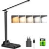 Ylatoial Lampada da Tavolo,Lampada da Scrivania con 2500mAh Batteria,5 Modalità Colorex10 Livelli di Luminosità,USB Lampada Scrivania Senza Fili con Luce Notturna,Funzione Timer e Memoria,Nero