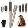 Journeyside Spazzola ad Aria Calda 5 in 1, 1000W Spazzola Asciugacapelli, Multiplo Hair Air Styler Set con 3 Temperature, Spazzola Modellante Ad Aria Per Capelli Ricci,Volumizzante,Lisciante,Asciugare