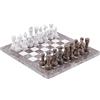 Radicaln Set di scacchi in marmo da 30,5 cm, grigio oceanico e bianco, fatti a mano, per adulti, gioco da tavolo da viaggio per giochi a 2 giocatori, 1 scacchiera e 32 pezzi di scacchi, gioco di