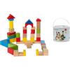 Generico Mattoncini Colorati in Legno Costruzioni in Legno per Bambini Secchio Costruzioni Secchiello Blocchetti 50pz Mattoncini Impilabili Blocchetti Blocchi Costruzione dai 12 Mesi Gioco Educativo