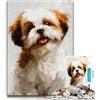 LLONGKT Puzzle da 1000 pezzi per adolescenti raffigurante il cane Shih Tzu, un gioco educativo divertente e umoristico per compleanni, difficile da completare (38x26cm)