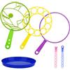 GEPROSMA Kit Bolle di Sapone Bambini, 32CM Set Bacchette di sparabolle di sapone Grandi,Macchina Bolle di Sapone Gadget Compleanno Bambini, Giochi da giardino esterno Giocattolo