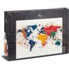 Ulmer Puzzleschmiede Puzzle da 1000 pezzi Viaggio del Mondo, mappa astratta del mondo con continenti colorati e linee di collegamento, motivo globale moderno, qualità puzzle, made in Germany