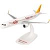 herpa modello aereo Snap-Fit Airbus A321neo 100th Pegasus Airlines, miniatura in scala 1:200, pezzo da collezione, con supporto, plastica.