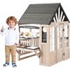 Trdlpyn Casetta da Gioco in Legno per Bambini, con Cucina di fango, Lavandino, Lavagna, Accessori Inclusi, Cucina da esterno, Giocattolo da Giardino Regalo per 3 +
