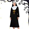 Generico Costume da Suora, Collana con Pendente Croce Copricapo Abbigliamento, Completo Vestito da Suora, per Donne Adulti Halloween Feste Eventi Chiesa Natale Festival Religiosi Costume Foto Cosplay