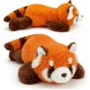 JynxtoyZeal Peluche Panda Rosso,Peluche Panda Rosso Sdraiato,Cuscino in Peluche Morbido e Soffice per Arredamento Casa,Ufficio,Camera,Divano,Auto- 35cm