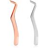 LUTER 2 Pezzi Applicatore Ciglia Finte, Pinzette per Estensione Ciglia in Acciaio Inossidabile con Pettine per Ragazze Donne Principianti Truccatori (Argento, Oro Rosa)