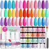 Saviland Smalto in Polvere ad Immersione per Unghie: 20 Colori Smalto in Polvere, Dip powder Nails kit, Set di Liquidi per Immersione Ricostruzione Unghie Nails Kit Regalo per Donne