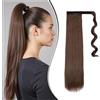 Dcbaboo Posticci per Capelli Coda Capelli Extension Lisci 55cm Extension Coda di Cavallo Sintetici Finti Clip Dritti Lunghi Wrap Ponytail, Marrone & Auburn