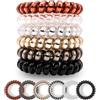 Specora - Set di 6 elastici per capelli a spirale - 5 cm TPU - 6 colori nero | trasparente | antracite | rosso-marrone | oro | argento