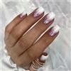 Auriselle Stampa su Unghie Corte 24 Pezzi French False Unghie Corte Quadrate Unghies Artificiali Viola e Bianco Gradiente su Unghies in gel Morbido Glitter, Perfetto per la Manicure a Casa
