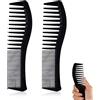 LUTER 2 Pezzi Pettini per Capelli, Plastica Pettine per Acconciatura Pettine a Doppia Testa Pettine a Denti Grandi e Denti Fini per Donne Uomini Pettinatura Styling Taglio (Nero)