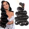 Shoaiye Human Hair Bundles Body Wave Capelli Veri Tessitura Unprocessed Remy Extensions Double Weft Machine Weave Color #1B Natural Black 12 14 16 Inch