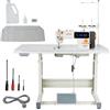 VEVOR Macchina da Cucire Industriale Lineare a Punto Annodato da 550 W con Servomotore e Supporto da Tavolo, Tagliafilo Automatico e Velocità 5000 SPM, Pannello LCD Luce LED, per Cotone Uso Intensivo