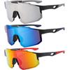 GTYHH 3 Paia di Occhiali da Sole Sportivi Polarizzati, Occhiali da Alpinismo, Stile Outdoor Facile da Indossare, Adatto per Ciclismo, Sci, Guida, Pesca.
