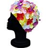 Blue Reef Blu Reef Leo Floral Ladies Classic Retro 3D fiore petalo multicolore giallo rosa viola blu bianco rosso elegante vintage grazioso cappello da nuoto cuffia da nuoto taglia unica adulti
