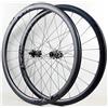 KUNYOS Coppia di Ruote per Bici da Corsa 700C Cerchi Clincher in Carbonio 38Mm, Pneumatici 23-45C, F15*100/12 * 100Mm R12*142Mm Perno Passante A Centro Lock, Cassetta 7-12 velocità,Nero,F15 R12