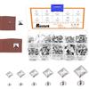 Rustark Set di 150 rivetti quadrati in pelle, 6 misure, 6 mm, 7 mm, 8 mm, 9 mm, 10 mm, 12 mm, kit di rivetti a piramide in metallo per decorazioni fai da te in pelle