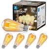 Aigostar ST64 Lampadina Stile Decorazioni Vintage Edison, Lampadina Led E27 Da 4W(Equivalente A 35W), 2200K Lampadina A Filamento Led Bianco Caldo, 400 Lumens,Non Dimmerabile,Confezione Da 4 Unità