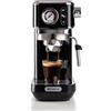 Ariete 1381 Macchina da caffè con manometro, compatibile con caffè in polvere e cialde ESE, 1300 W, Capacità 1,1 L, 15 bar di pressione, Filtro ½ tazze, Dispositivo Cappuccino, Nero